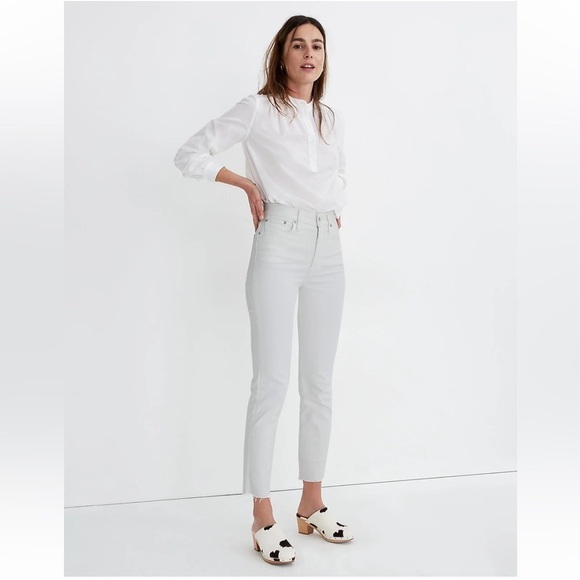 Madewell White The Perfect Vintage Crop Jeans Raw‎ Hem Size 26 - Picture 11 of 11